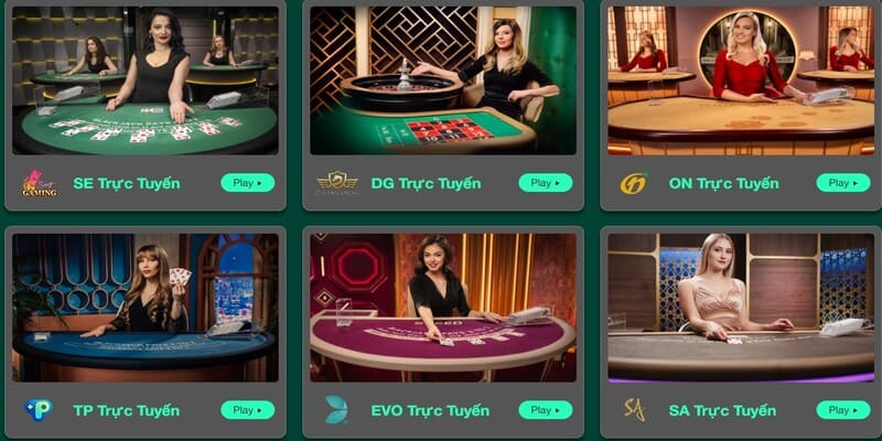 Nhiều sảnh chơi casino trực tuyến tại hệ thống của nhà cái